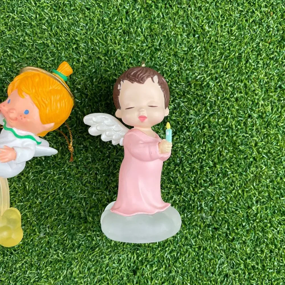 Vintage 1985 Hallmark Christmas Ornaments Katybeth Magic Lighted Rainbow Angel